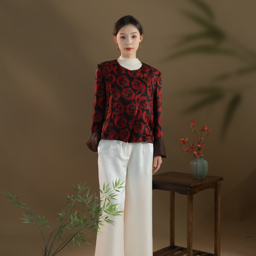 芬领-佳人-桑蚕丝香云纱提花国风长袖外套时尚WT62-65