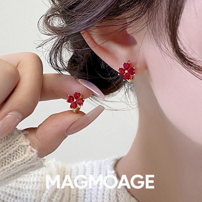 MAGMOAGE真金电镀四叶草耳扣