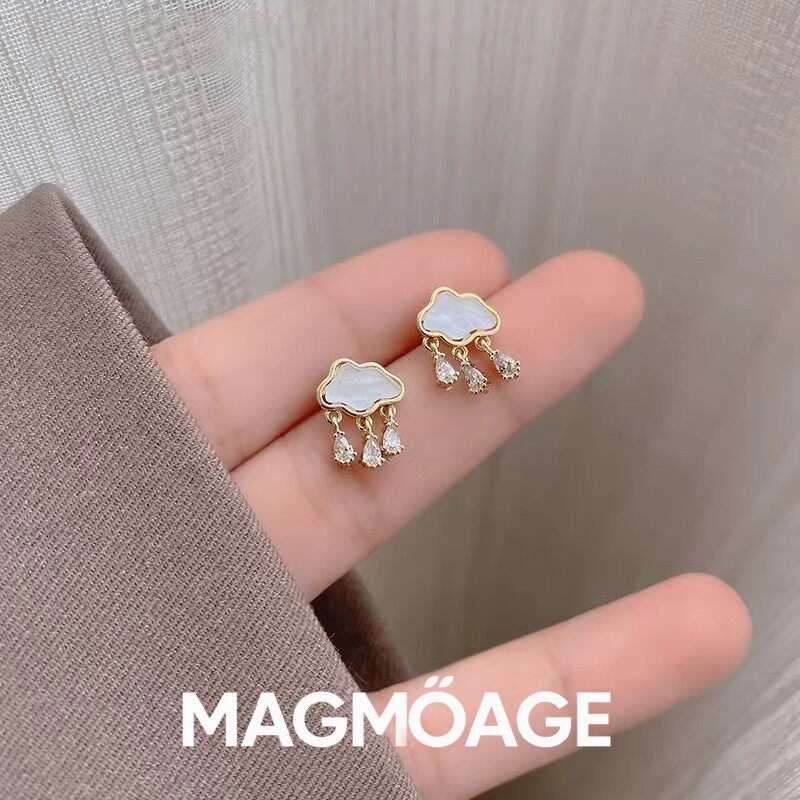 MAGMOAGE银针贝母云朵耳钉