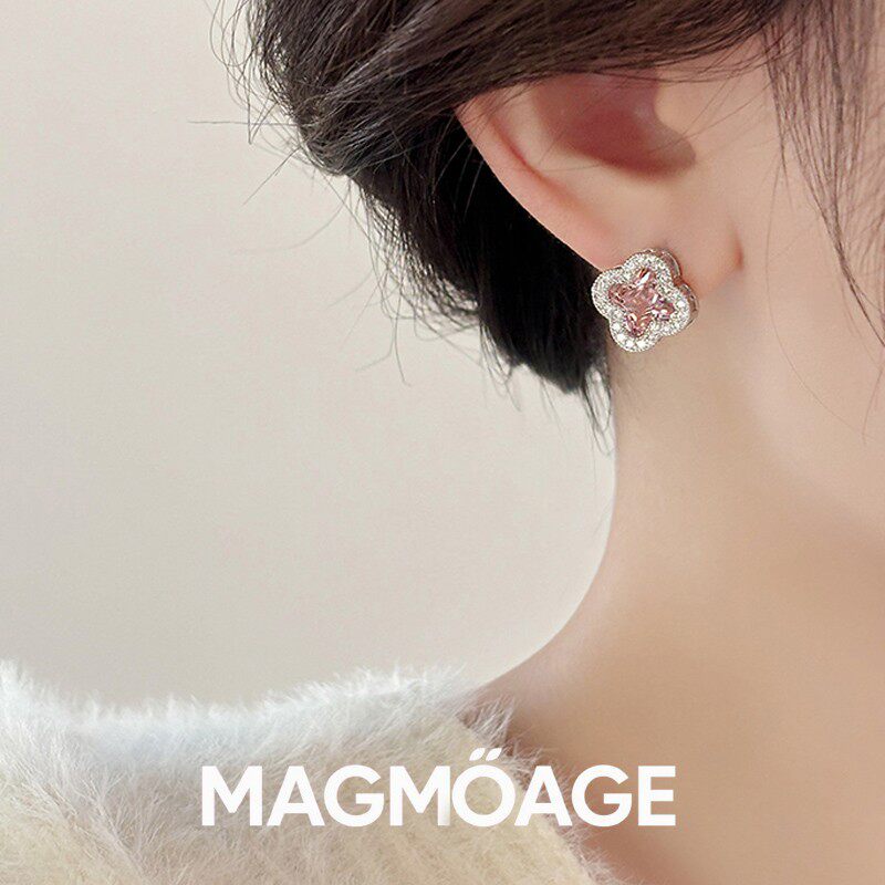 MAGMOAGE真金电镀四叶草耳钉