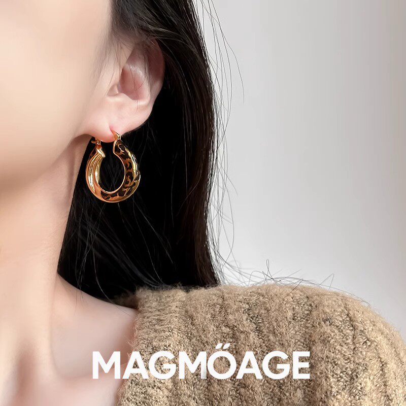 法国设计师MAGMOAGE豹纹圈圈耳环