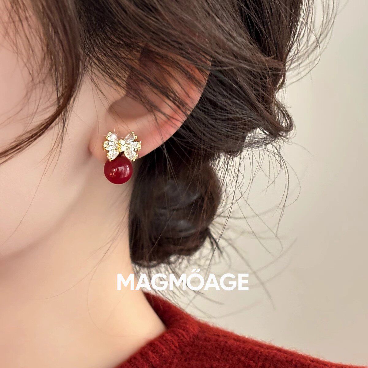 MAGMOAGE轻奢蝴蝶结耳钉