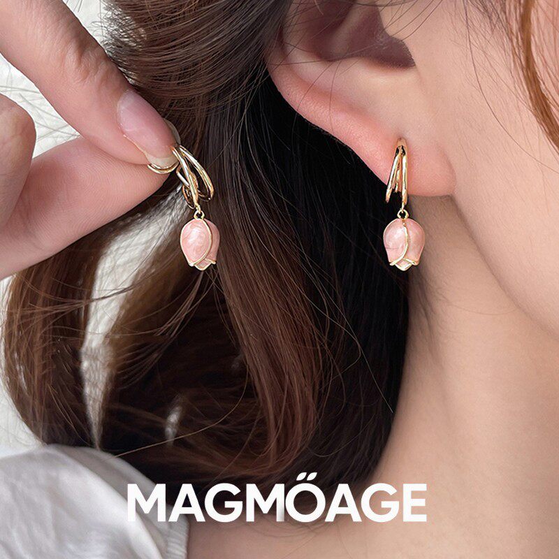 法国【设计师】MAGMOAGE丨真金电镀丨玫瑰蚊香盘耳夹丨无耳洞耳环