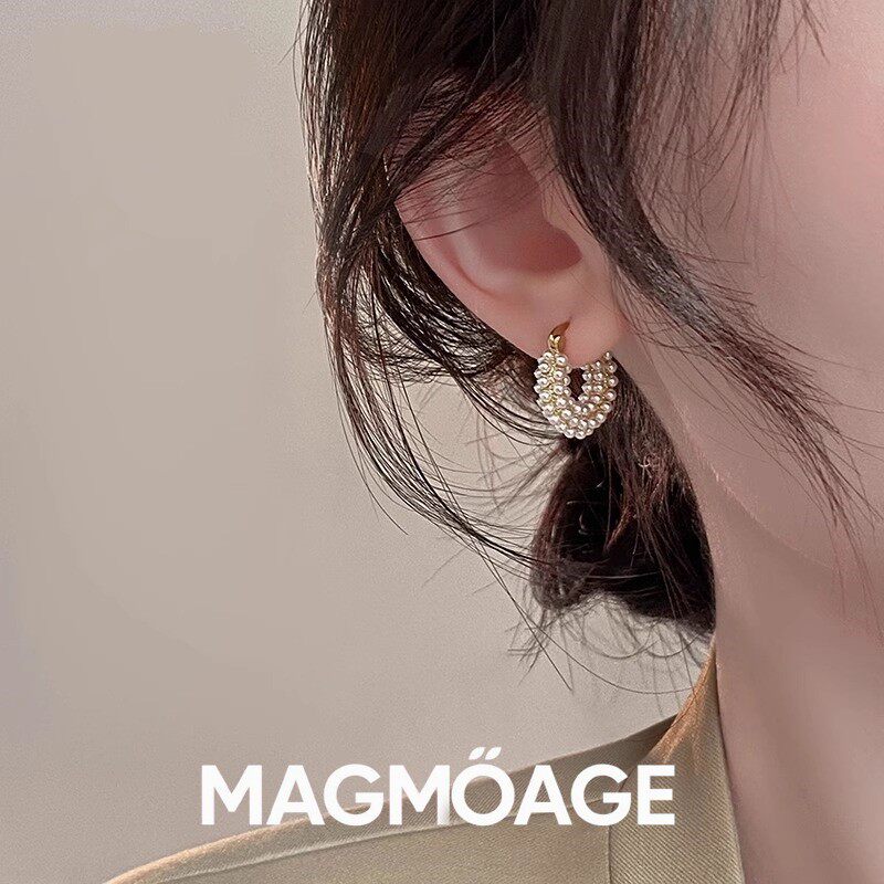 MAGMOAGE新款小米粒施家珍珠耳环