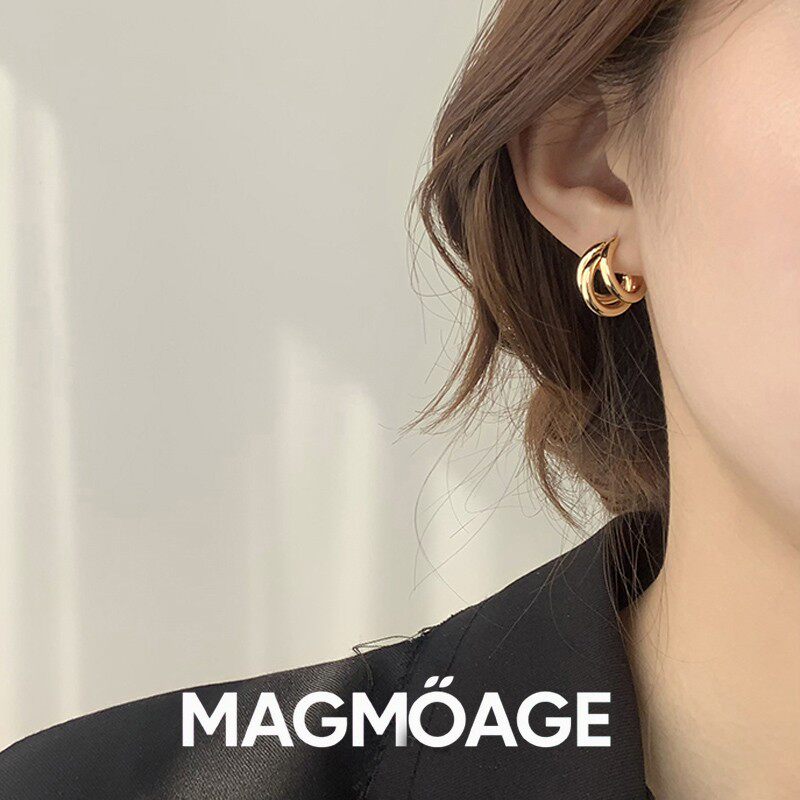MAGMOAGE真金电镀多环耳环