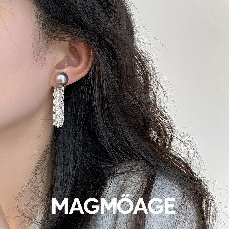 MAGMOAGES925银针流苏珍珠耳环
