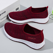 春季 浅口舒适软底透气防滑一脚蹬老人轻便老北京中老年妈妈鞋 女单