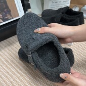 懒人一脚蹬女鞋 加绒保暖勃肯鞋 百搭加厚棉鞋 毛毛鞋 女2025新款 冬季