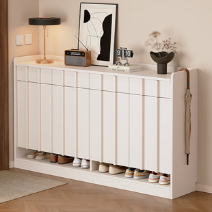 实木中古风鞋柜家用门口极简骨骼线2026新款客厅玄关柜收纳储物柜