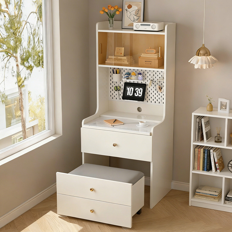 实木电脑桌卧室中古风化妆桌小户型床头书桌书架一体收纳置物柜子,住宅家具,电脑桌,淘宝优惠券,粉丝福利购,淘宝优惠卷