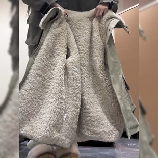 欧洲站欧货羊羔毛派克服女冬季新款美式复古加绒加厚休闲冲锋衣