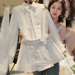 高级感宽松翻领白色衬衣女春夏新款欧洲站欧货高品质炸街休闲上衣