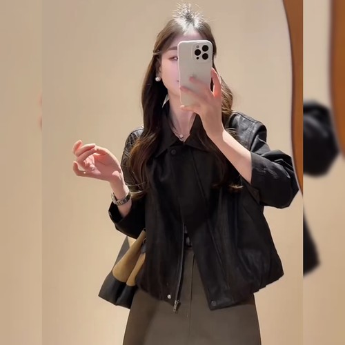 高级感炸街宽松黑色外套女