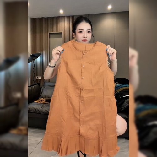 欧洲站欧货圆领棉麻连衣裙