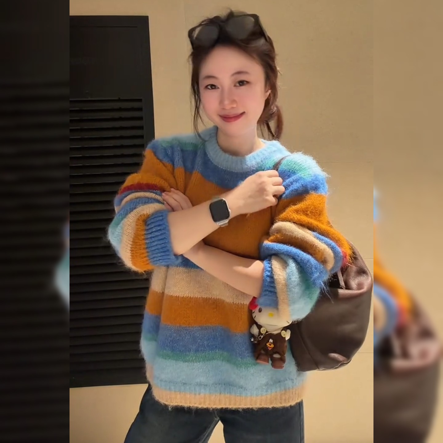 高级感慵懒风圆领毛衣女法式复古温柔气质超好看宽松软糯针织上衣