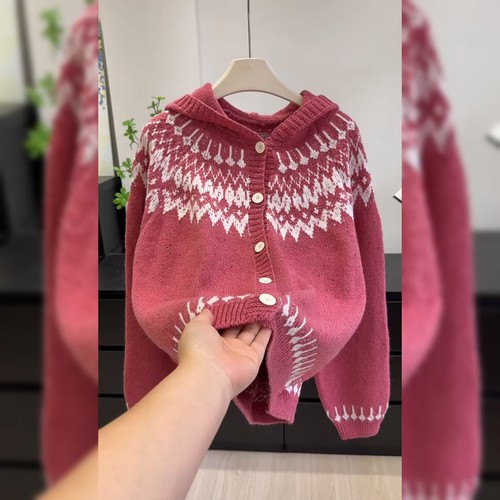 高级感重工提花毛衣外套女