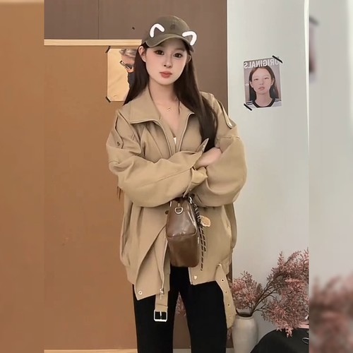 设计感不规则卡色外套女