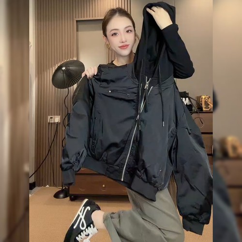 设计感炸街连帽夹棉外套女