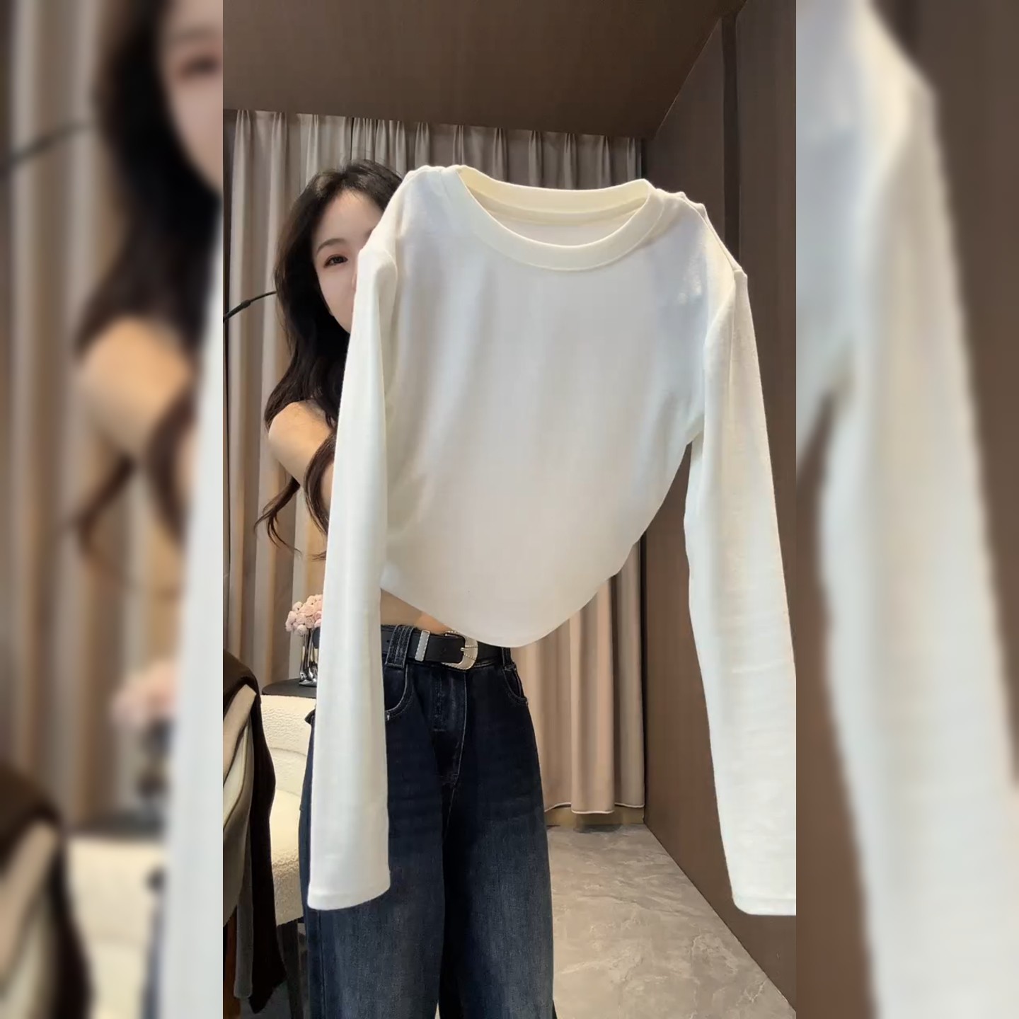 简约时尚百搭长袖套头上衣早秋新款小个子洋气减龄宽松休闲小衫女