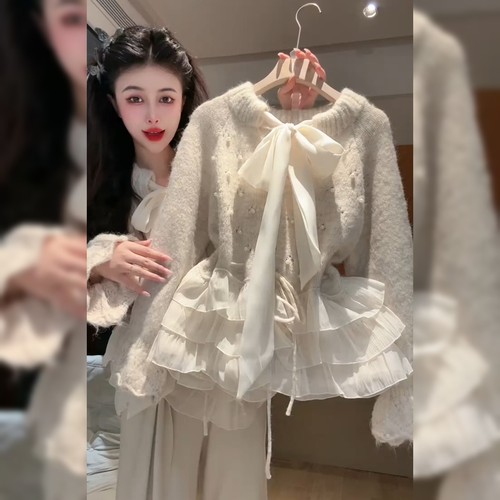 高级感重工钉珠收腰毛衣女