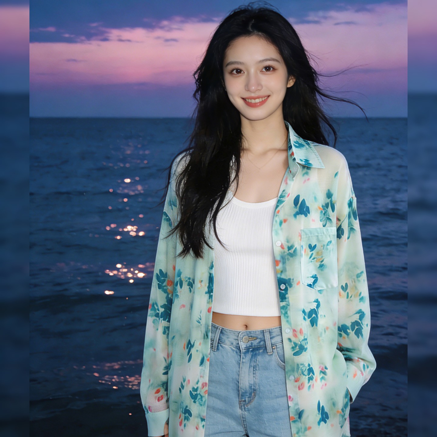 时尚百搭宽松单排扣防晒衬衣别致高级感气质垂感显瘦洋气绿色衬衫