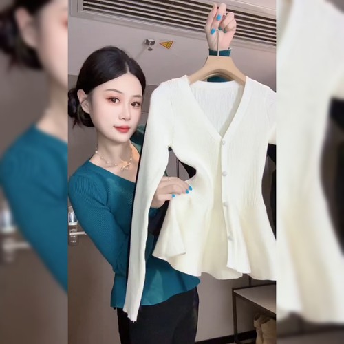 设计感收腰显瘦针织开衫女