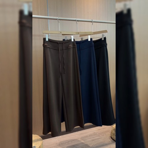 高腰抽绳咖色休闲裤女