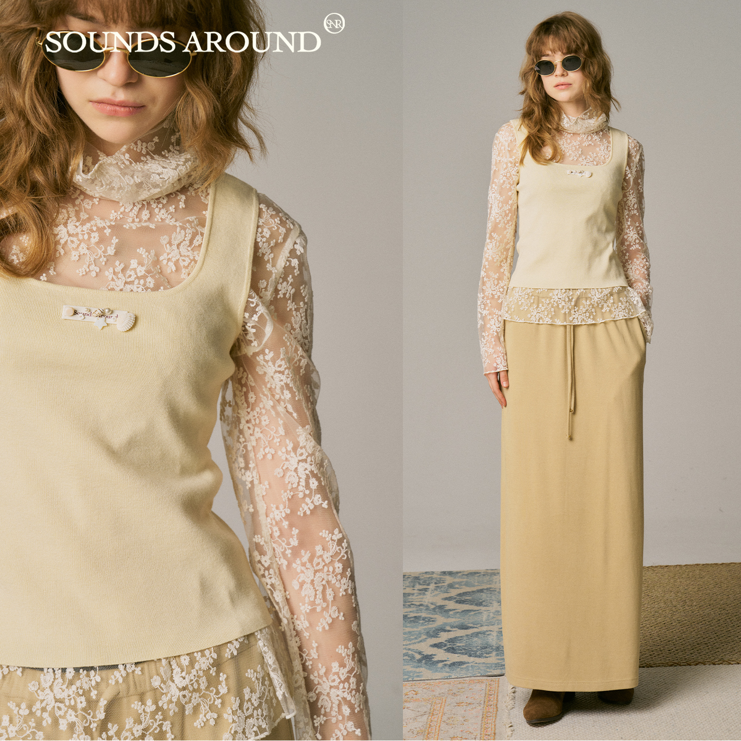 【波西米亚美学织花T恤】SOUNDS AROUND 叠穿打底绣花立领T恤