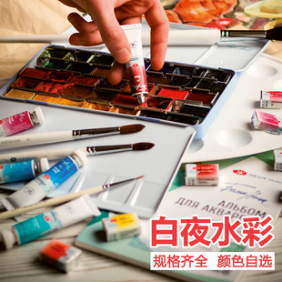 74色艺术家级水彩颜料 水彩颜料 10ml单支颜料美术水彩画专业颜料1 nights管装 俄罗斯白夜white