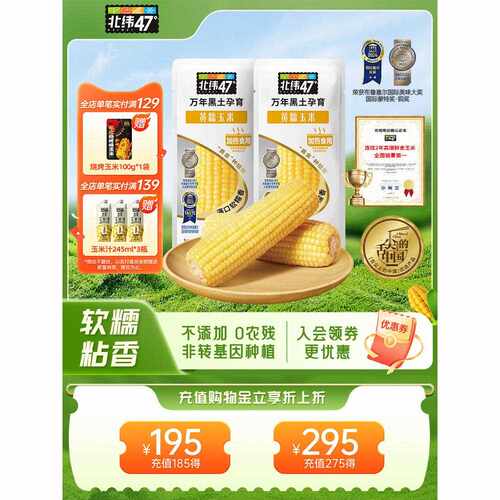 北纬47度黄糯玉米东北糯玉米新鲜甜玉米真空装粗粮