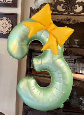 ins复古绿色数字蝴蝶结40寸铝膜大数字气球生日商场活动店铺装饰