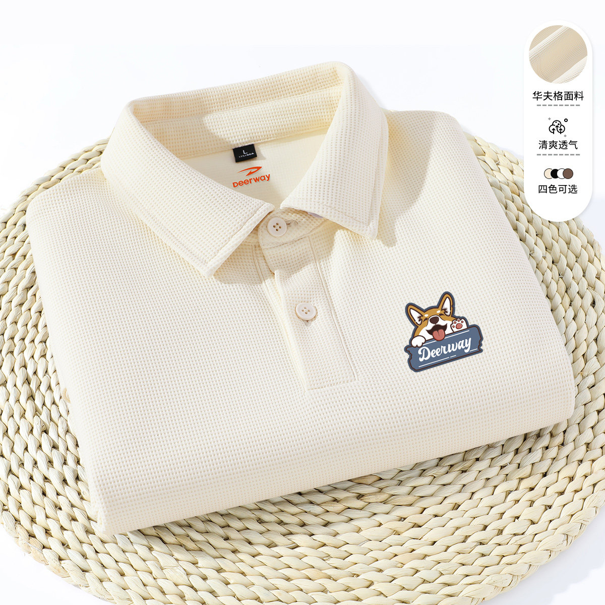 【舒适透气面料】短袖Polo衫男夏季宽松日系柴犬胸标百搭T恤