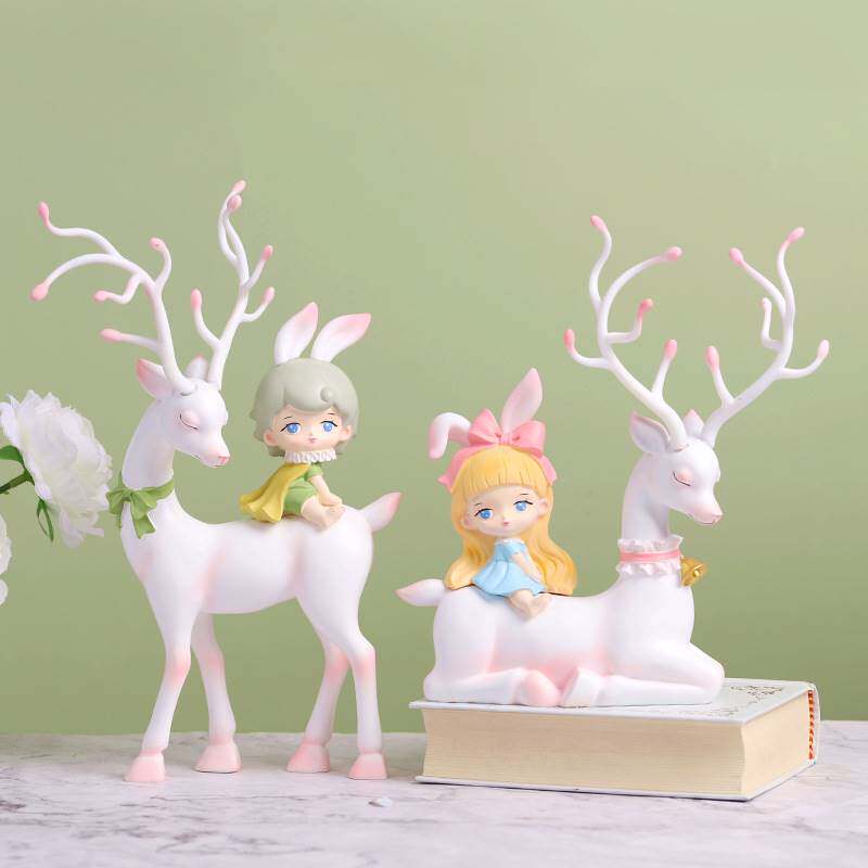 童话森林骑鹿大摆件北欧风树脂品家居装饰品创意学生礼物