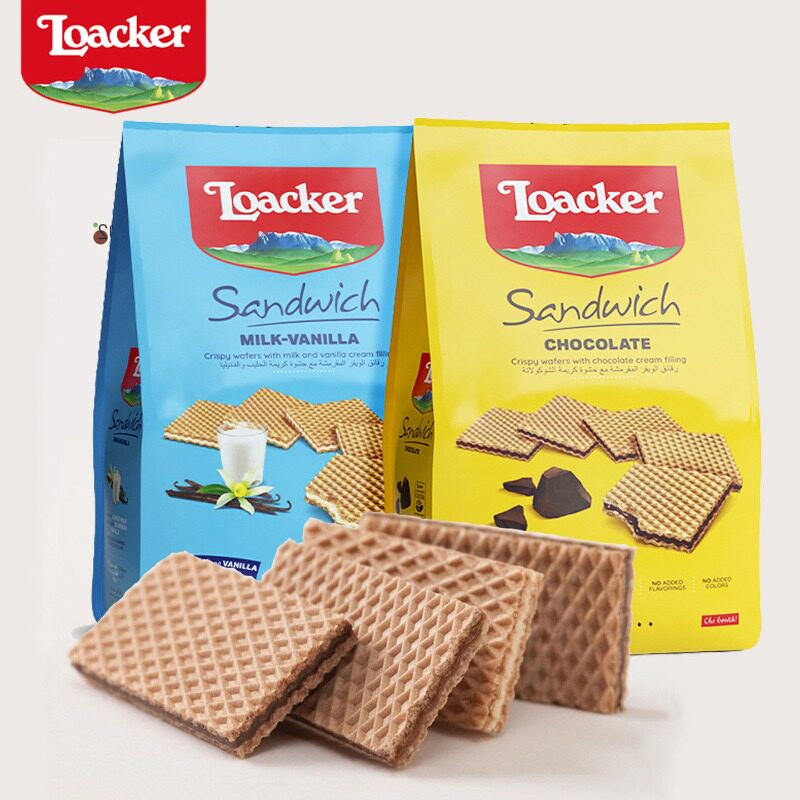 莱家Loacker薄脆威化饼干200g进口薄片牛奶巧克力香草味休闲零食