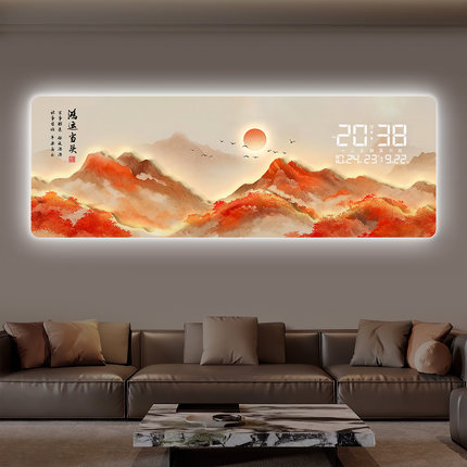 万年历电子钟表挂钟客厅餐厅LED夜光沙发背景墙挂墙装饰画时钟