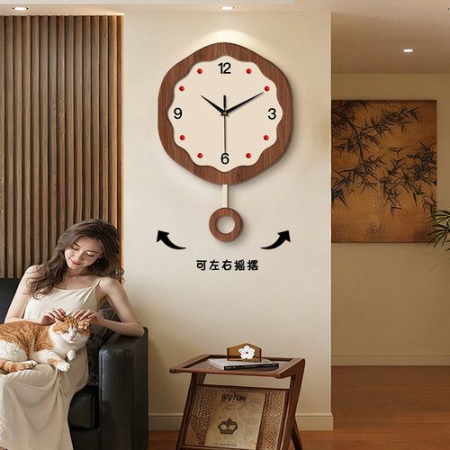 中古风钟表静音挂钟客厅2026新款创意奶油风家用简约挂墙时钟表