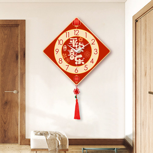 新款福气装饰画挂钟免打孔静音