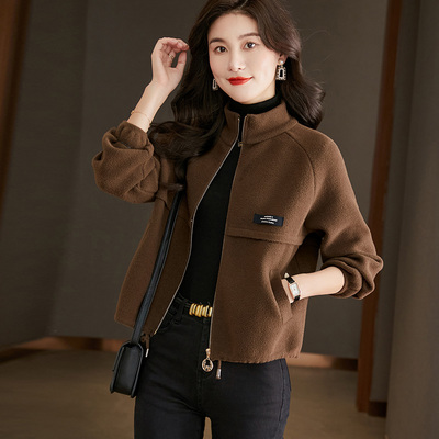 毛呢夹克外套女春秋季棒球服开衫