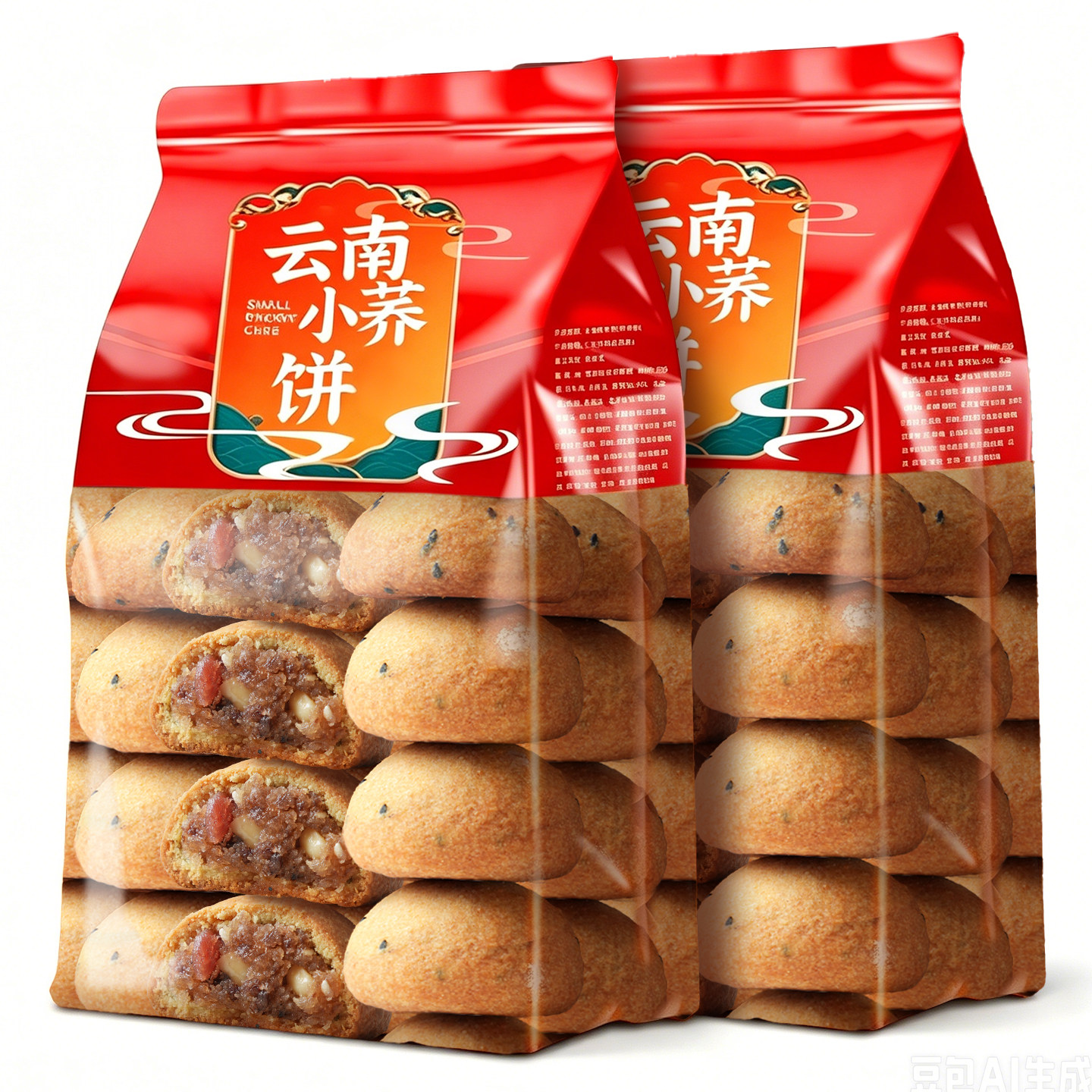 云南小荞饼荞三香传统老式荞麦黑芝麻饼干糕点怀旧月饼粑粑小零食