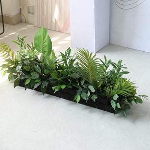 绿植长排热带叶子花排森系婚庆道具地排迎宾路引花舞台布置橱窗