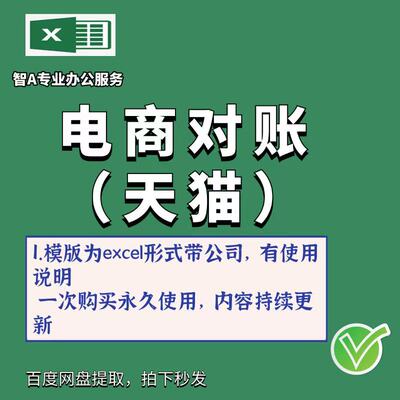 电商对账模板表格模板带公式天猫店铺对账excel表格永久使用