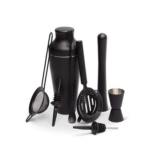 不锈钢调酒器套装哑光黑鸡尾酒两段式雪克壶手摇杯酒吧自调酒工具