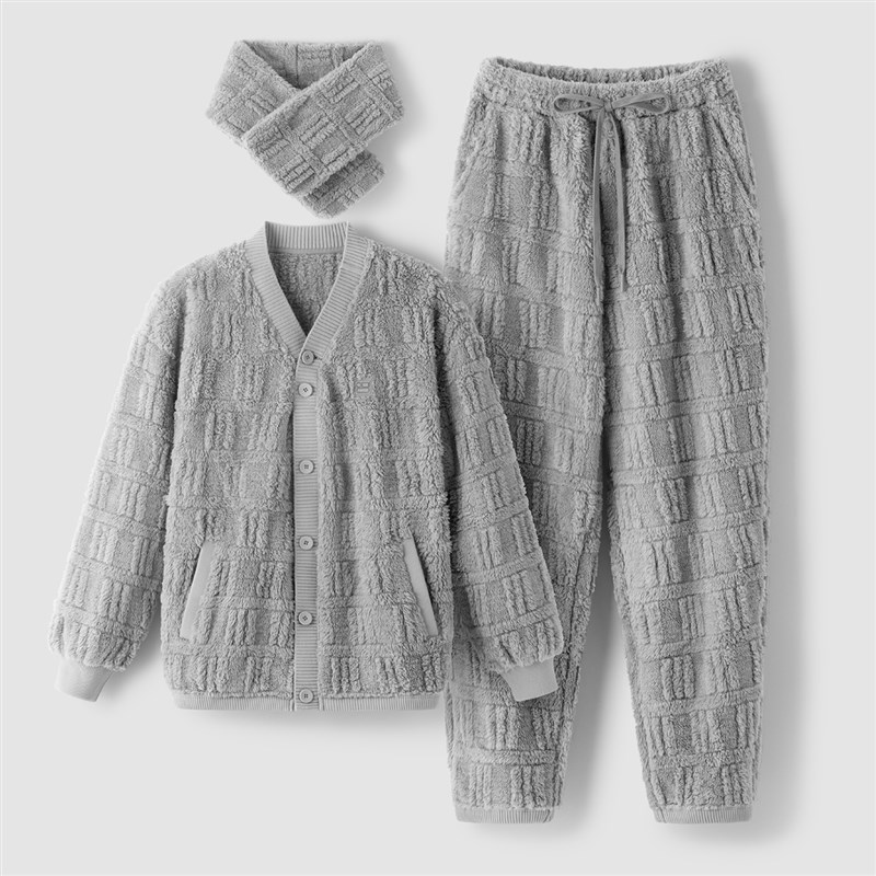今年流行5周冬雨同款蕉】内绒绒【15P珊瑚绒情侣睡衣女家居服男秋