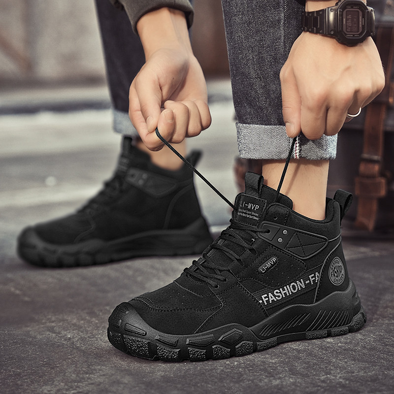 男鞋马丁靴冬季新款高帮户外工装鞋登山鞋子男款男士运动靴子