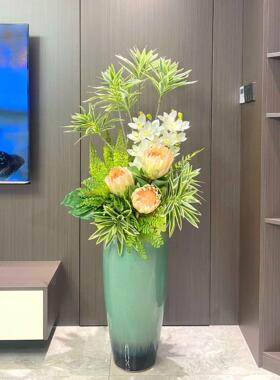 陶QBW大花瓶落地德插花厅新中式现瓷代轻客奢欧式装饰家居摆件景