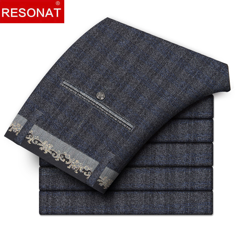 冬季商务男直英伦格子毛呢休闲裤