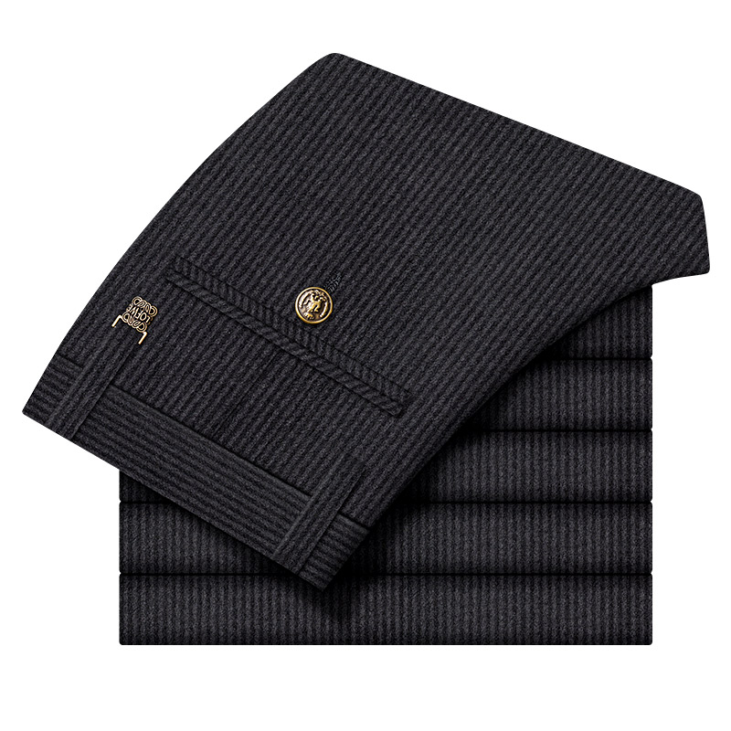 秋冬厚款毛呢休闲男裤冬季长裤