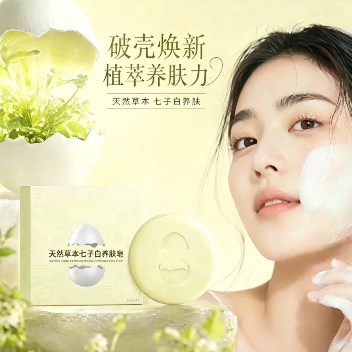 天然草本七子白养肤皂润肤沐浴全身清洁精油手工皂洁面皂蛋壳妹妹