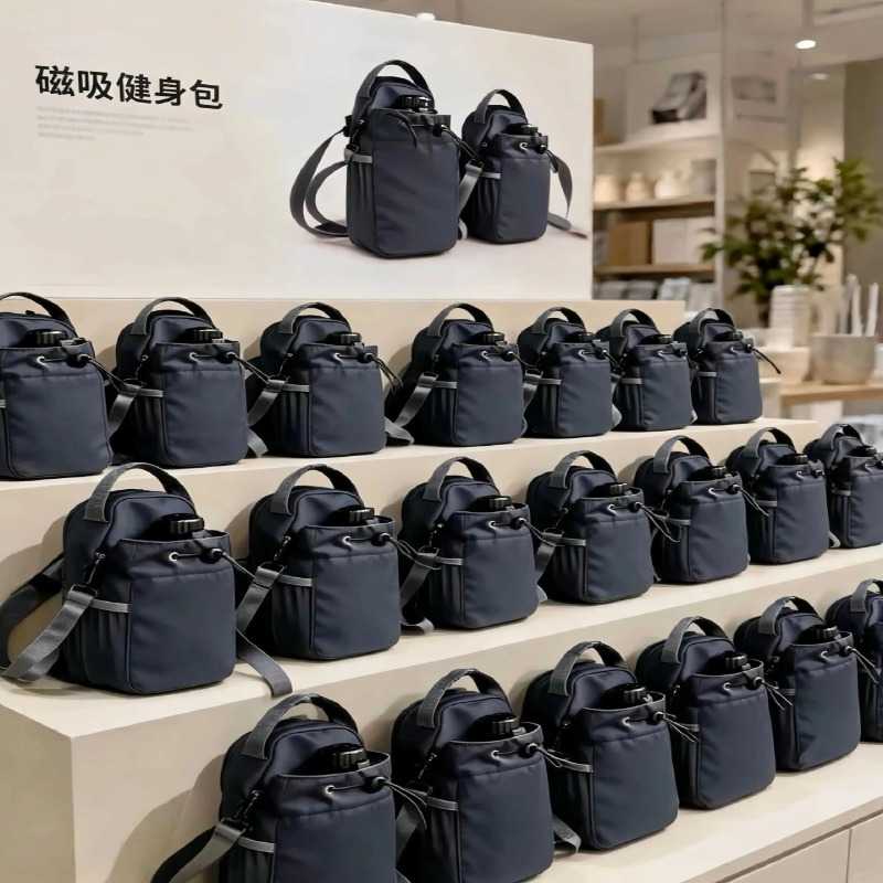 磁吸健身包骑行运动手拿包水杯+