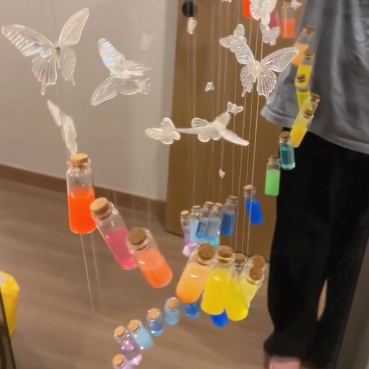 蝴蝶彩虹玻璃瓶风铃手工diy材料包挂件风铃许愿瓶送男女朋友闺蜜